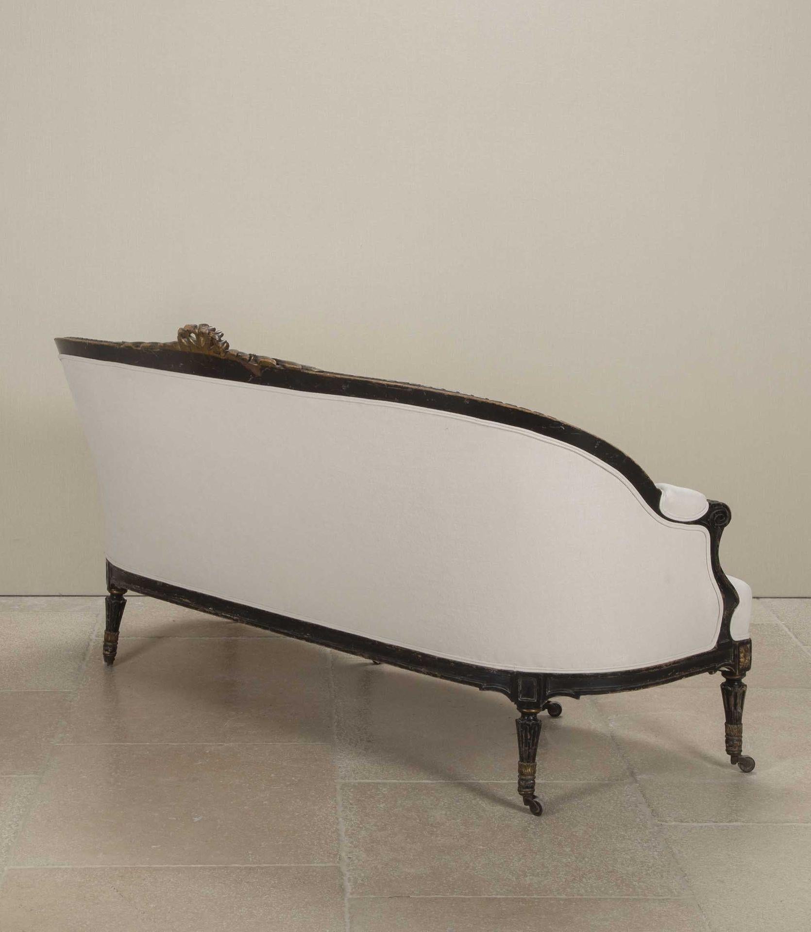 French Napoleon III Period Ebonised Canape For Sale