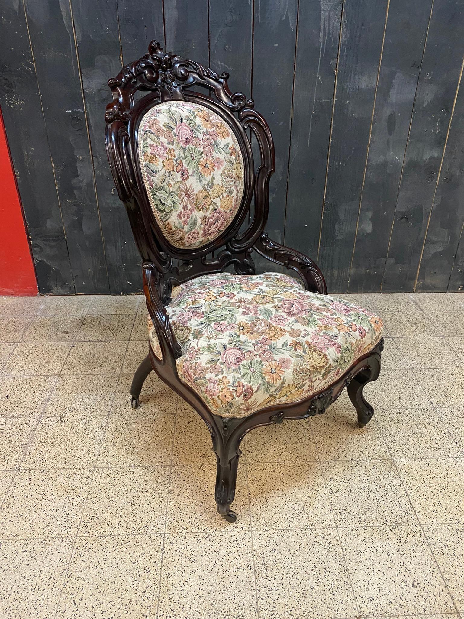 Silla de chimenea de época Napoleón III, totalmente restaurada en venta 7