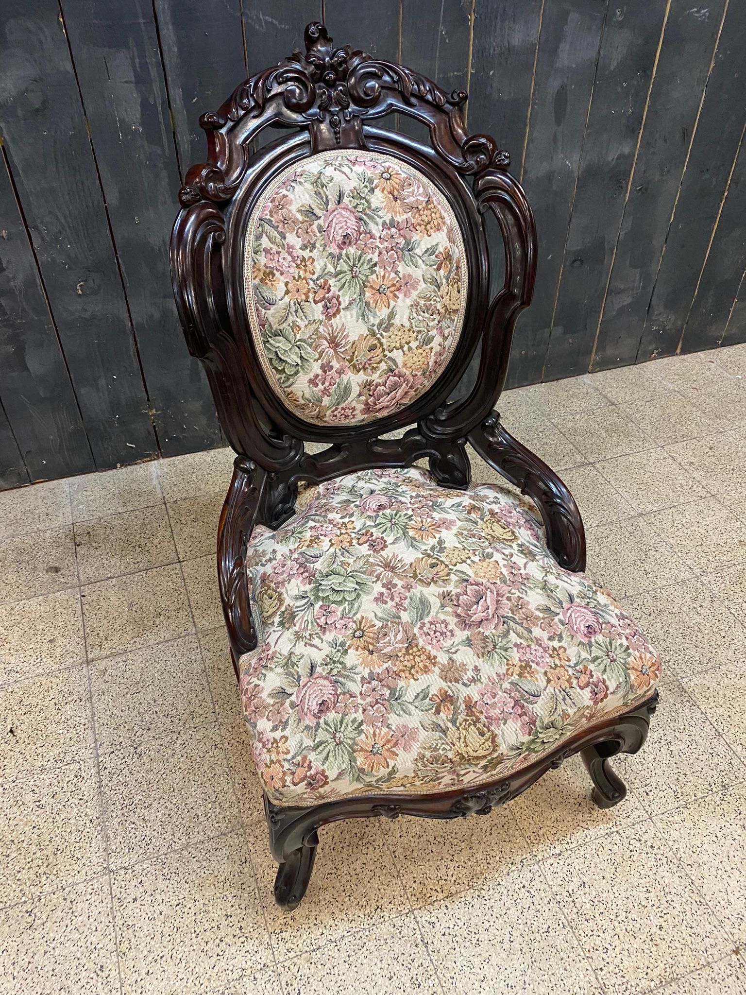 French Napoleon III Period Fireside Chair, Fully Restored For Sale