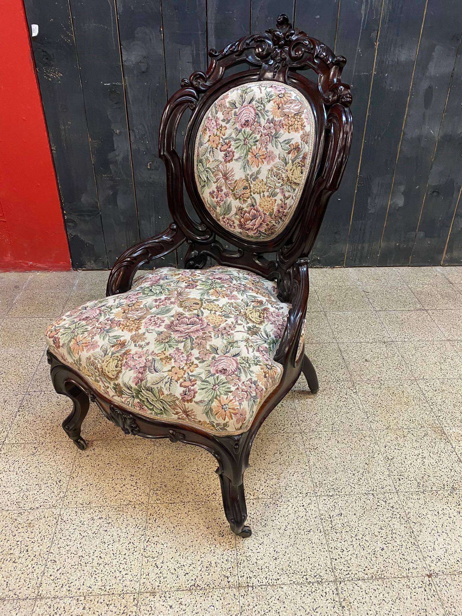 19th Century Napoleon III Period Fireside Chair, Fully Restored For Sale