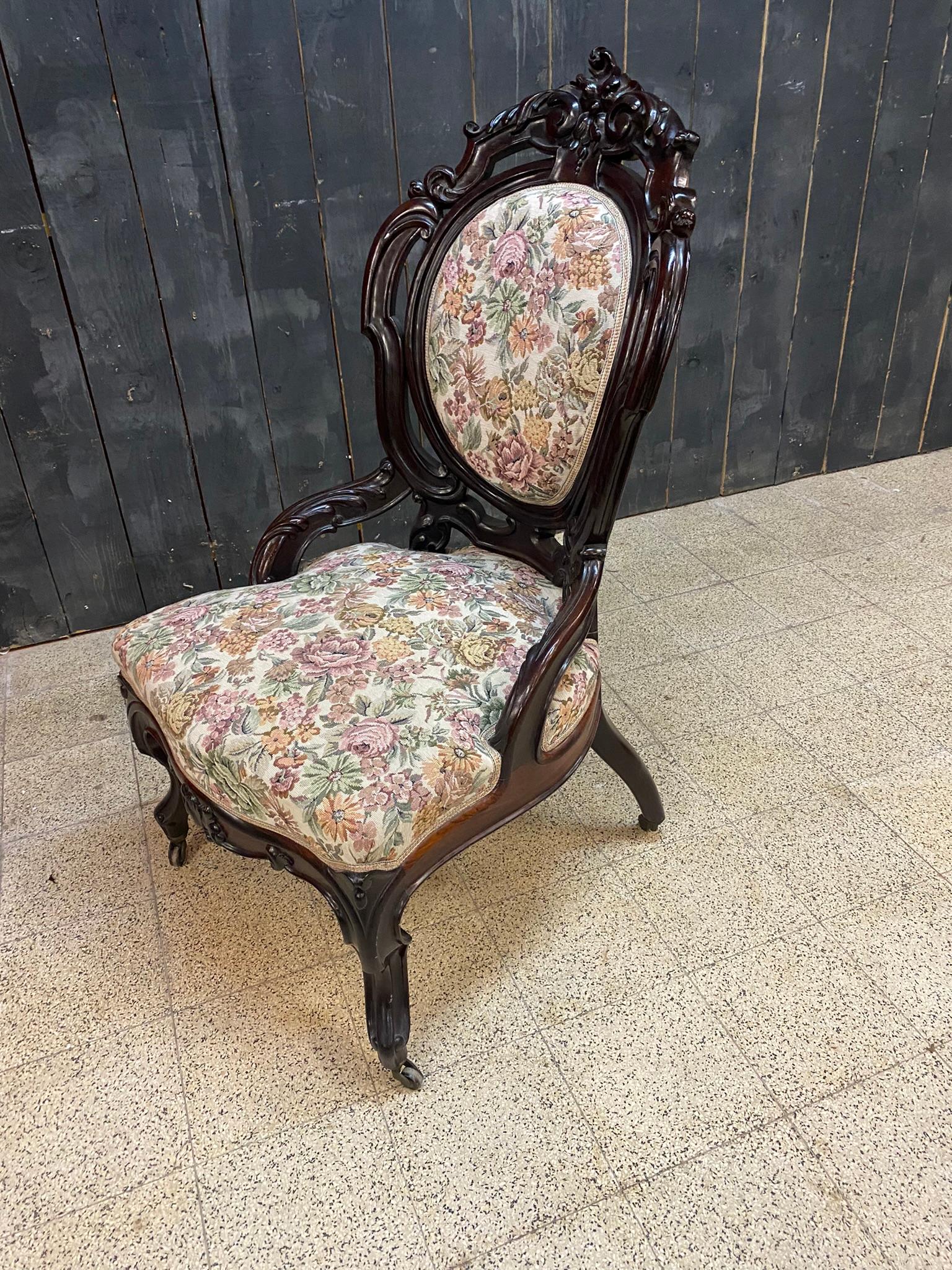Napoleon III Period Fireside Chair, Fully Restored For Sale 2