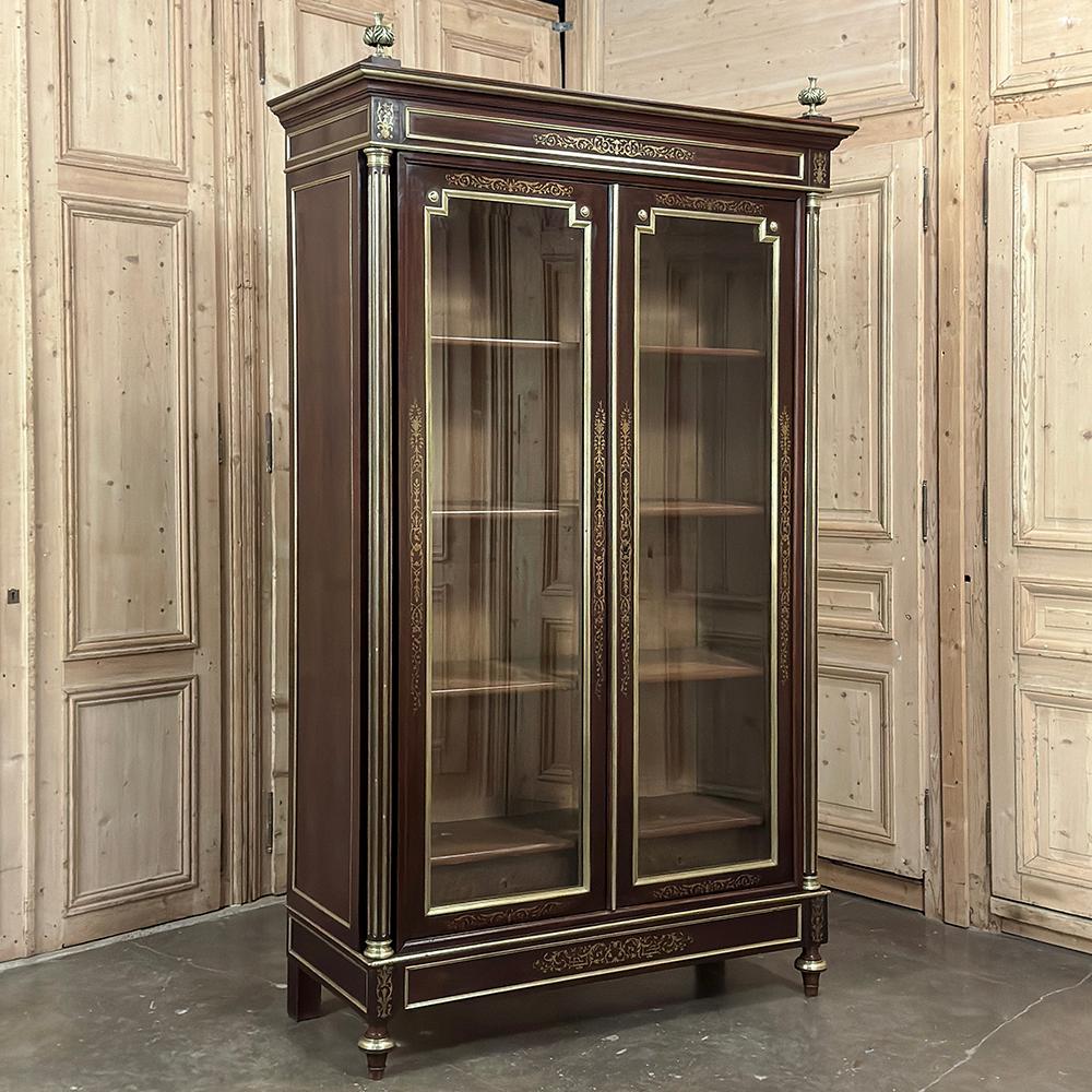Napoleón III Período Francés Luis XVI Caoba y Bronce Librería ~ Bibliotheque Hecho a mano en venta