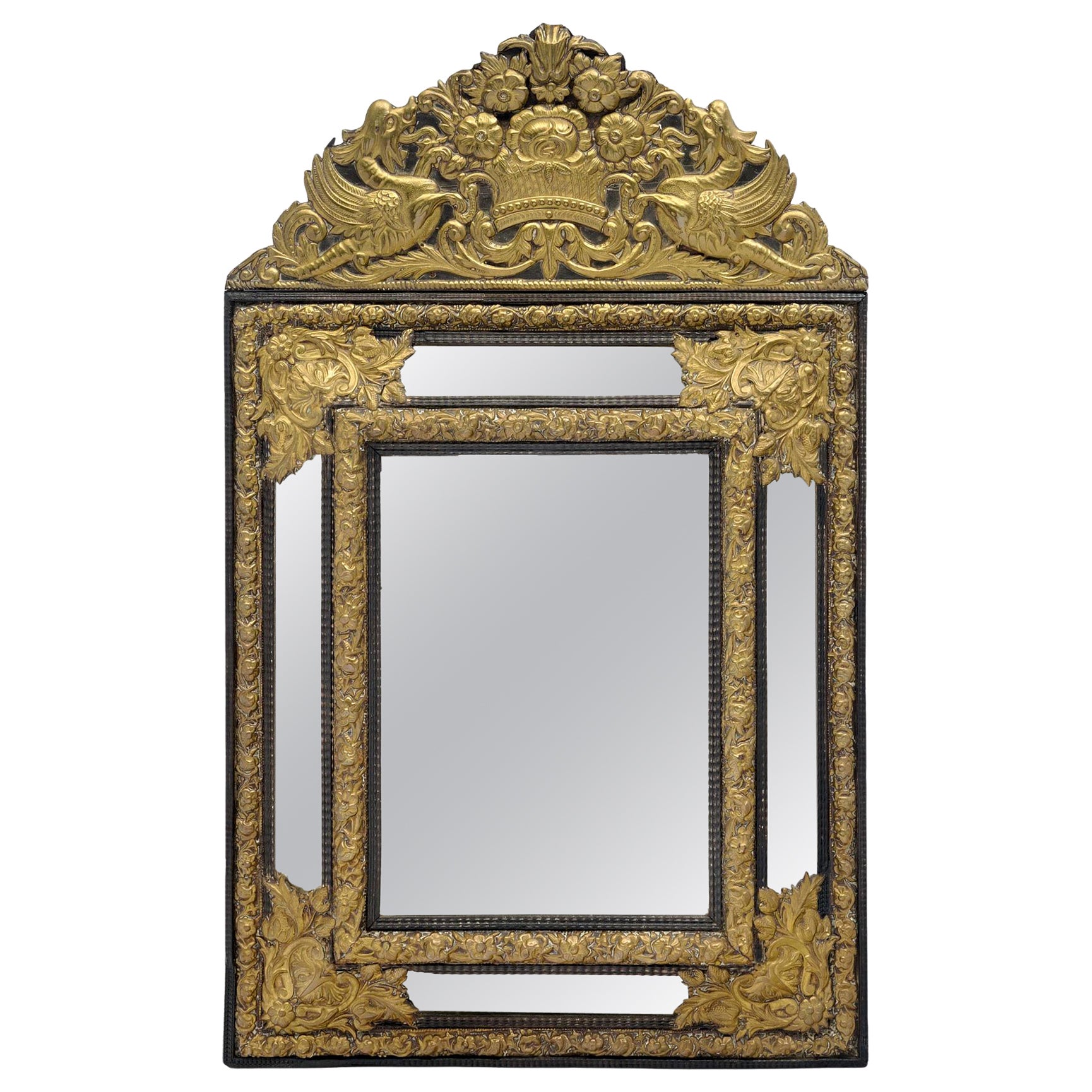 Napoleon III Style French Mirror, Bronze Ormolu Frame, Antique, 1880