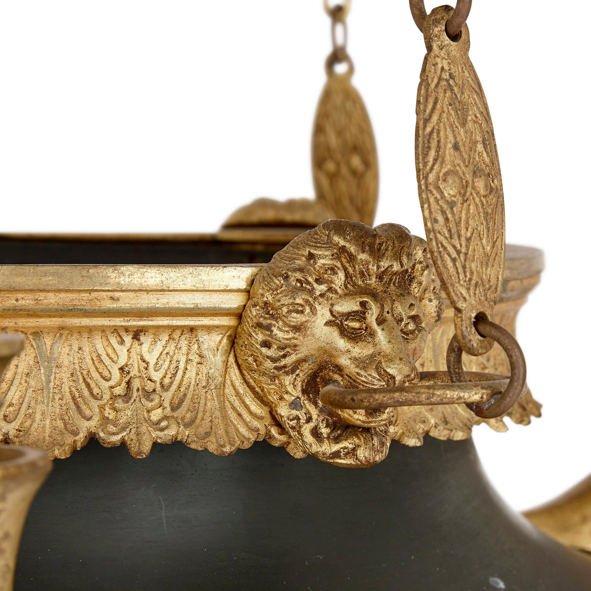 French Napoleon III Period Gilt and Patinated Bronze Chandelier For Sale