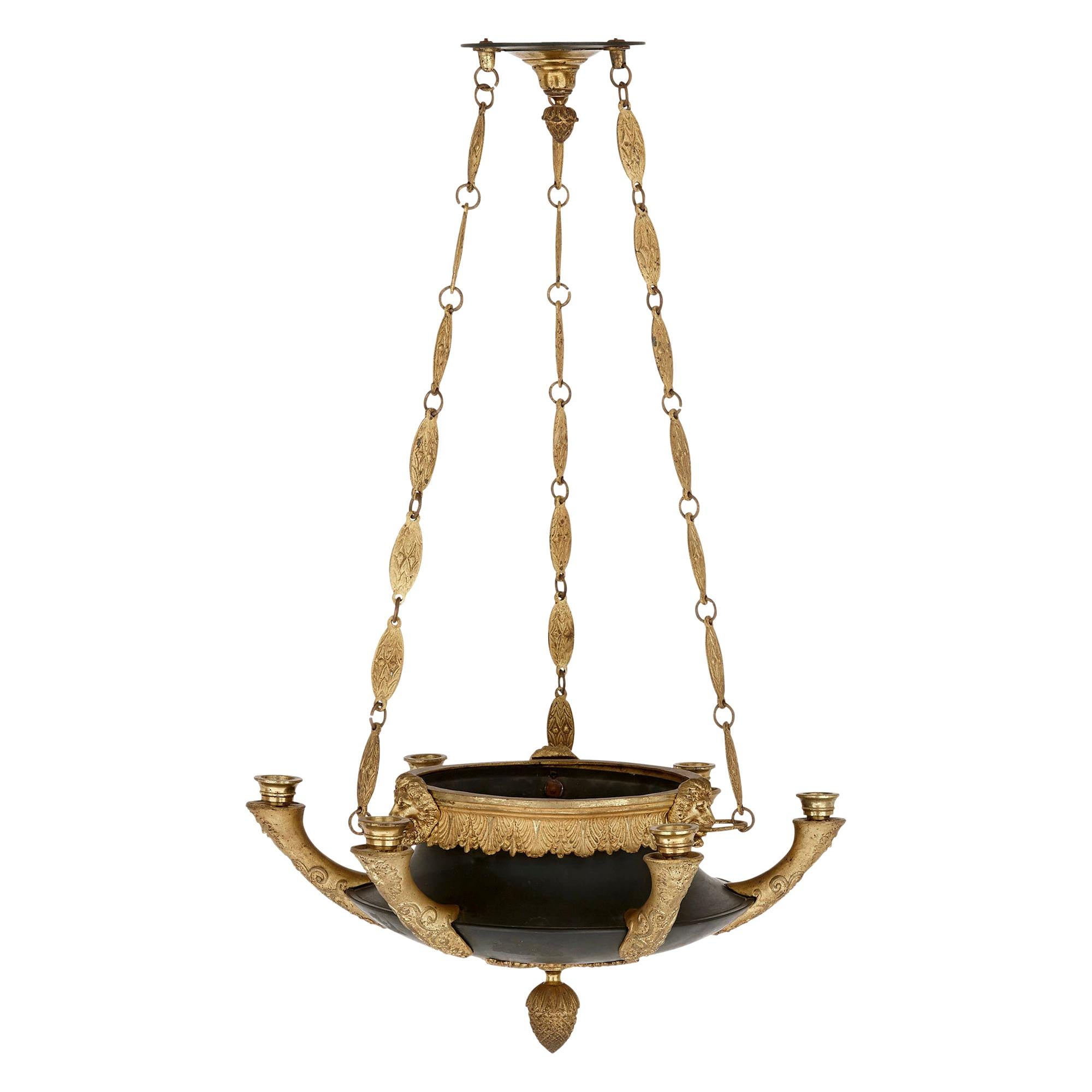 Napoleon III Period Gilt and Patinated Bronze Chandelier