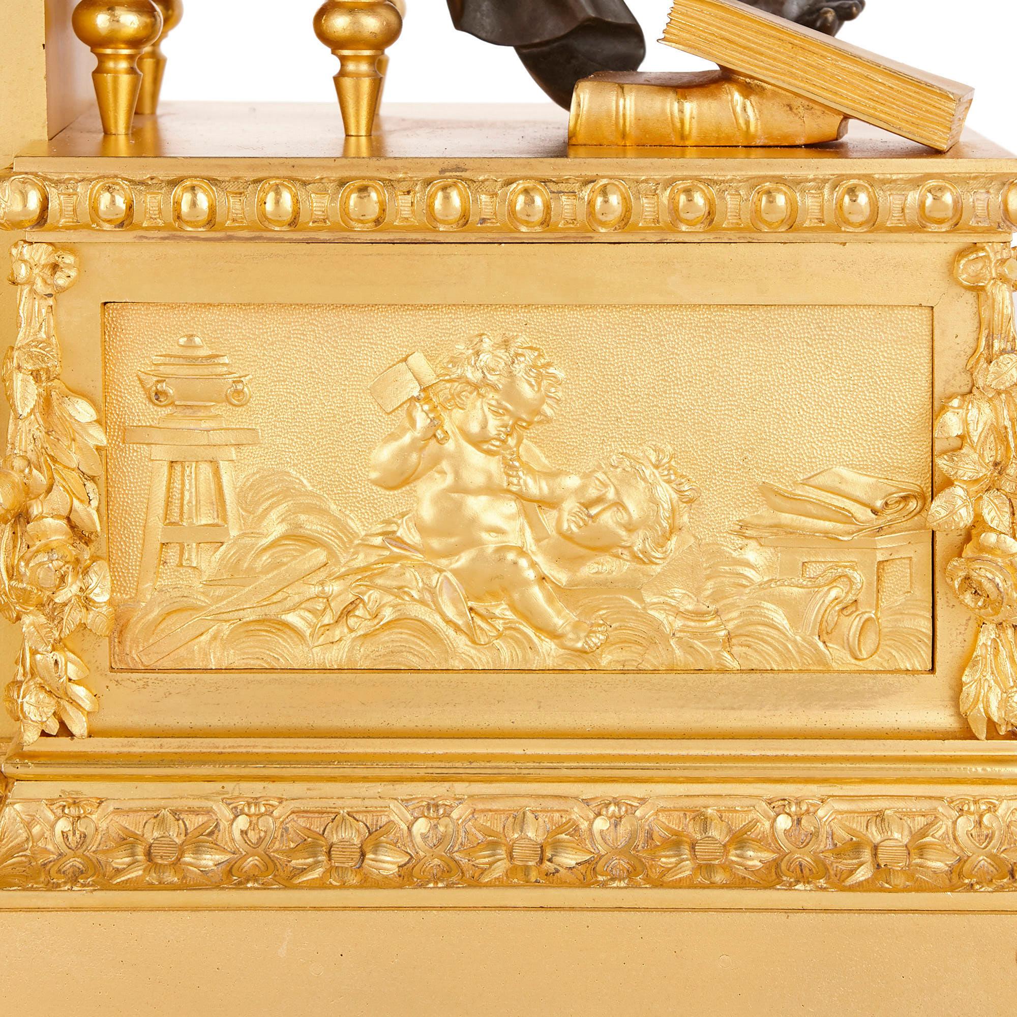 Horloge d'époque Napoléon III en bronze doré et patiné par Delafontaine Bon état - En vente à London, GB