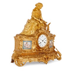 Napoleon III Period Gilt Bronze and Sèvres Style Porcelain Mantel Clock