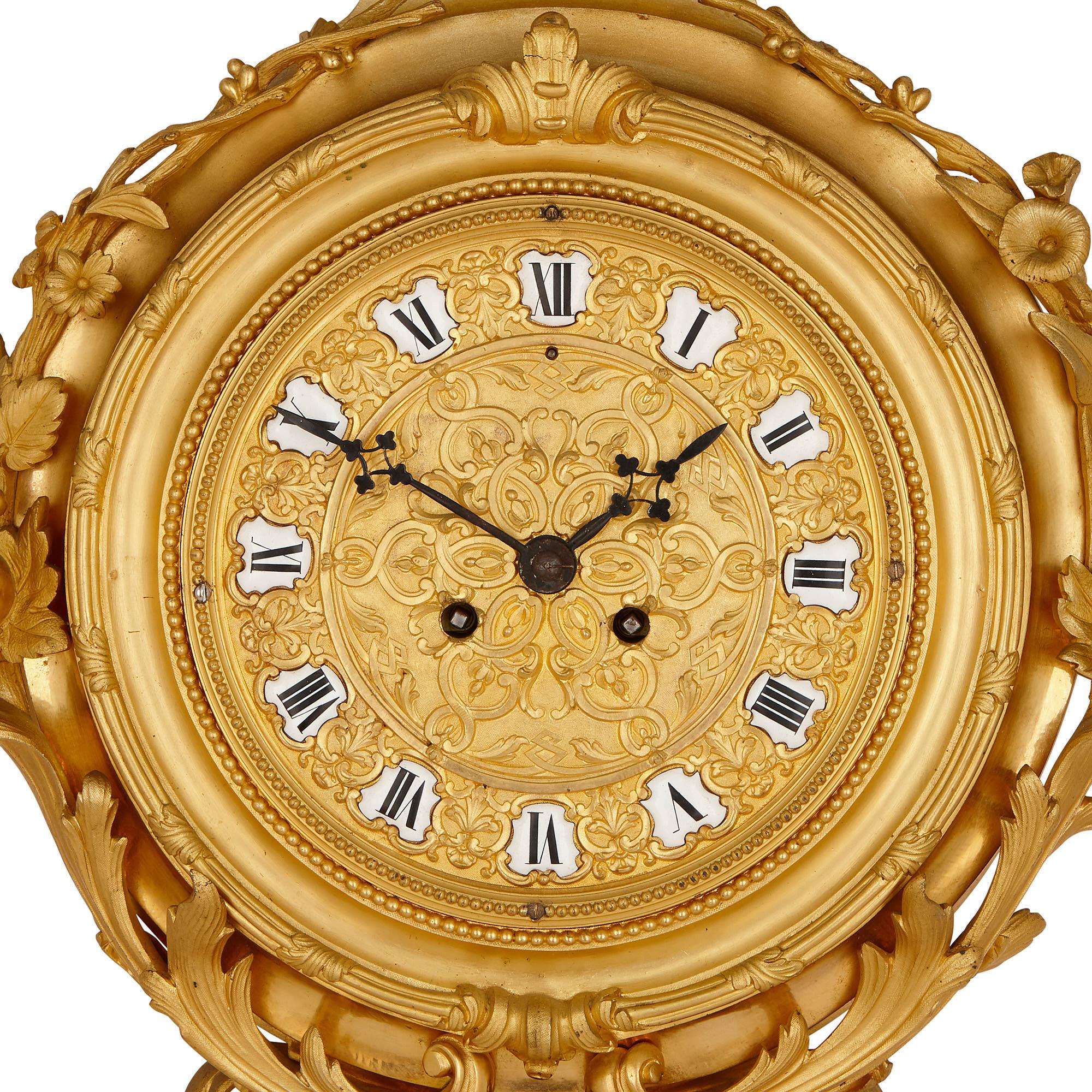 Doré Horloge et baromètre en bronze doré d'époque Napoléon III, attribués à Raingo Frères en vente