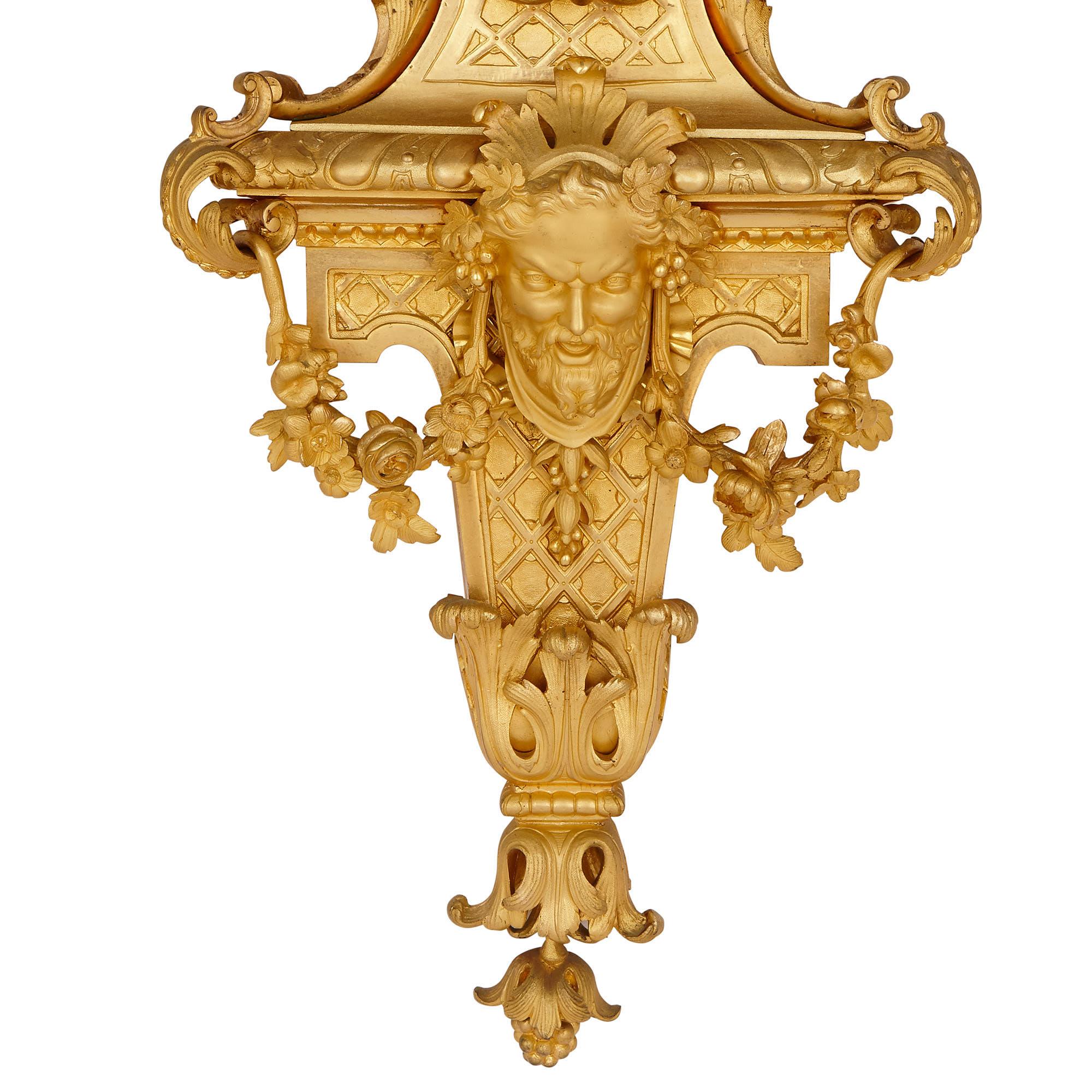 Napoleon III Period Gilt Bronze Clock and Barometer, Attributed to Raingo Frères For Sale 1