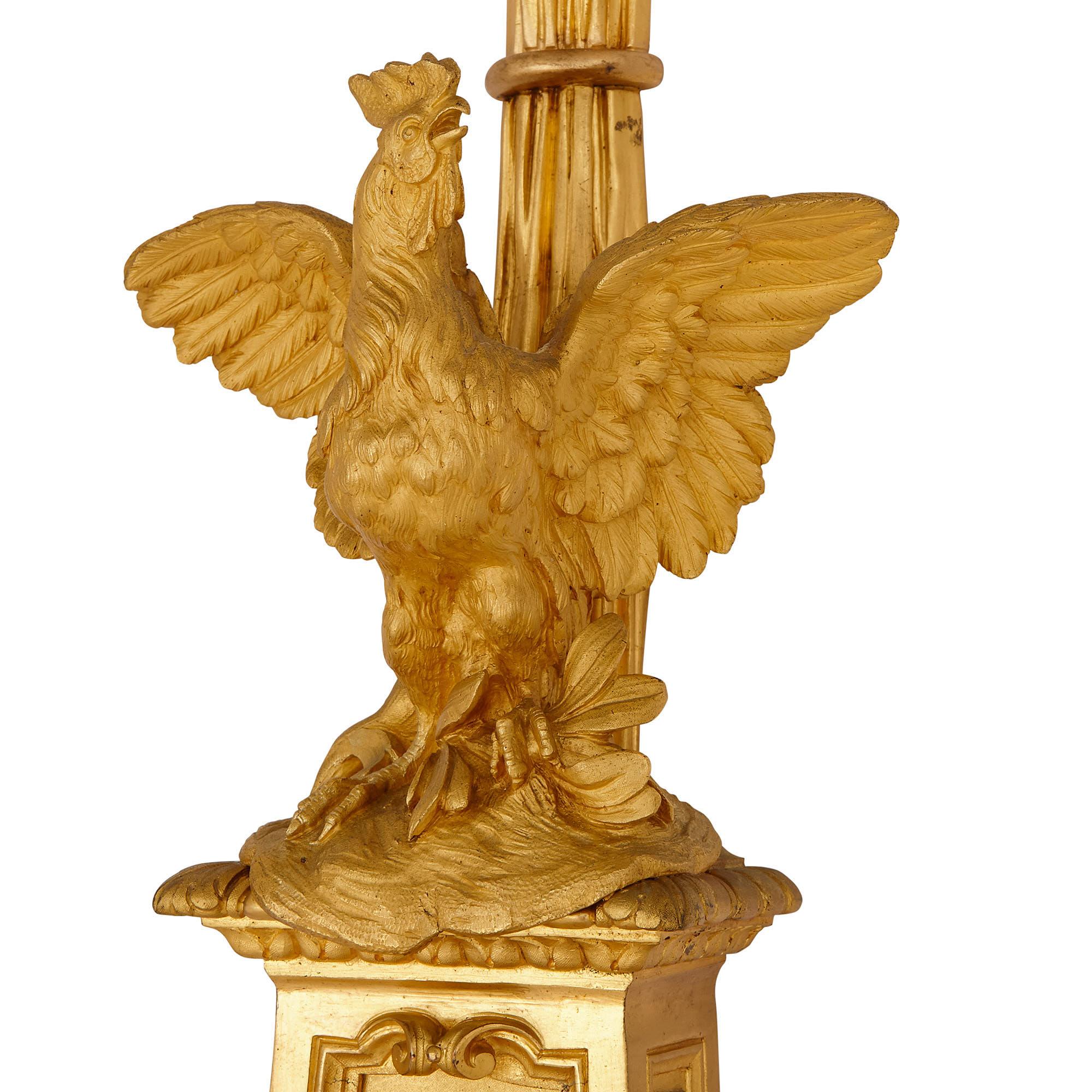 Napoleon III Period Gilt Bronze Clock and Barometer, Attributed to Raingo Frères For Sale 3