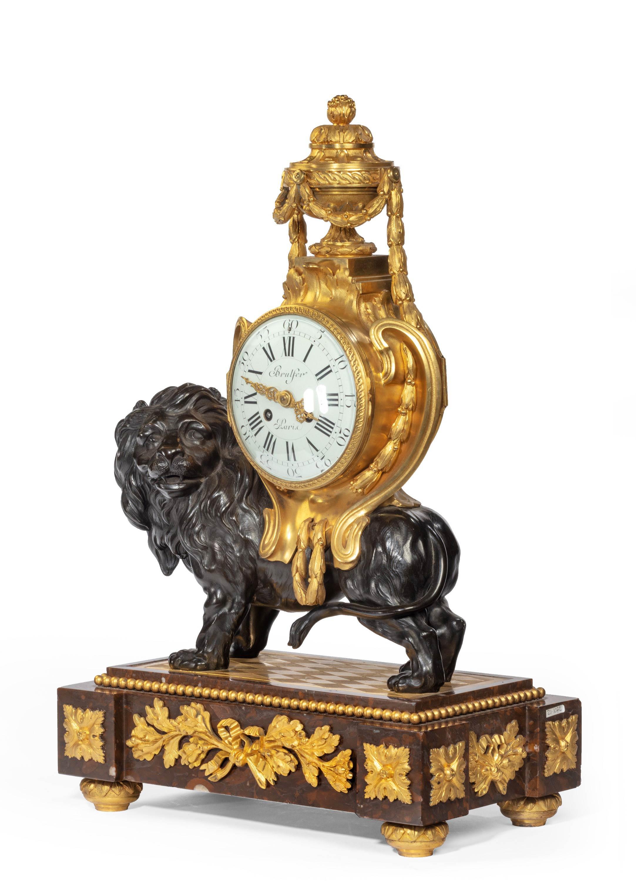 French Napoleon III Period Gilt Bronze Mantel Clock by Brulfer of Paris