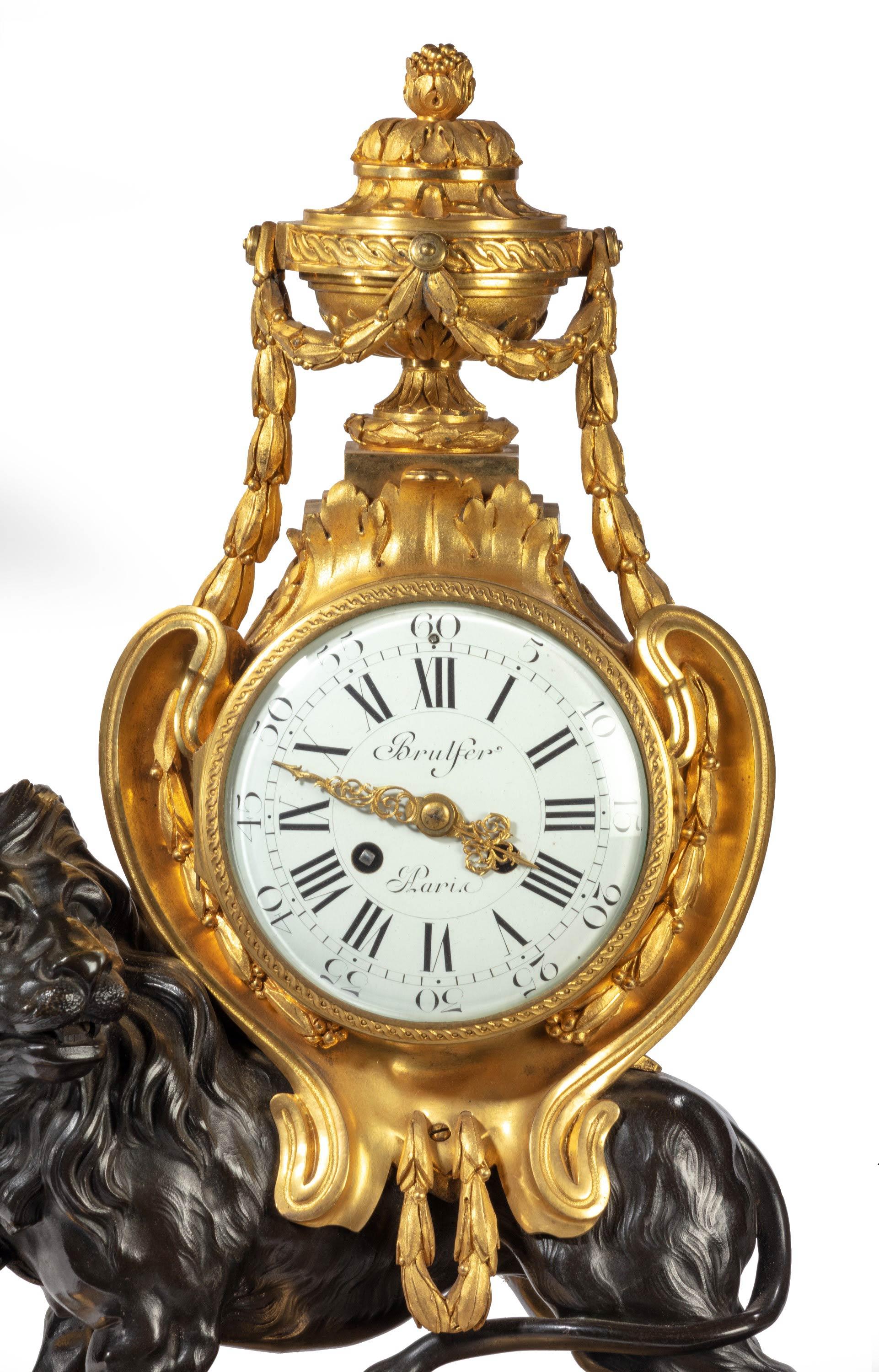 Napoleon III Period Gilt Bronze Mantel Clock by Brulfer of Paris In Good Condition In Peterborough, Northamptonshire