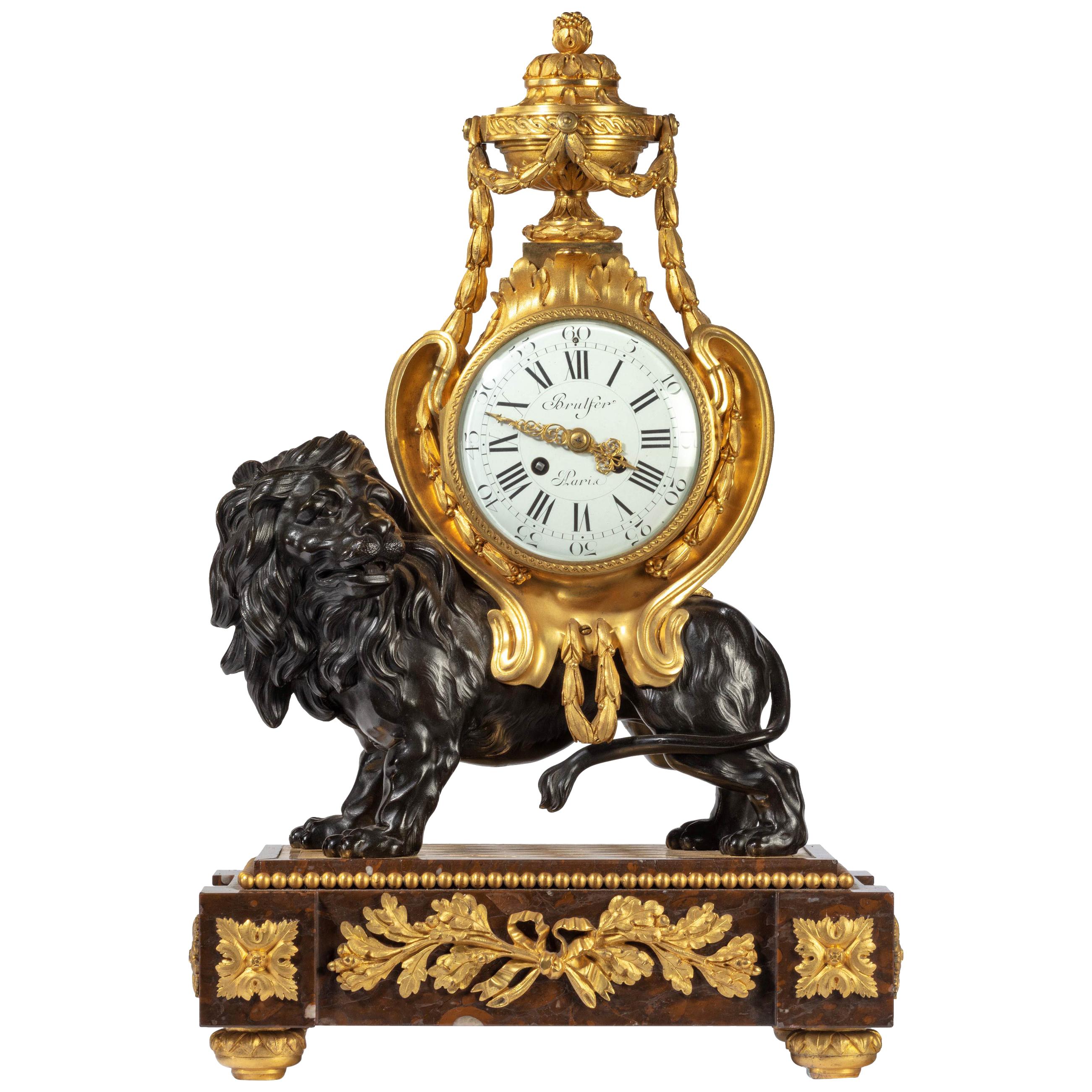 Napoleon III Period Gilt Bronze Mantel Clock by Brulfer of Paris