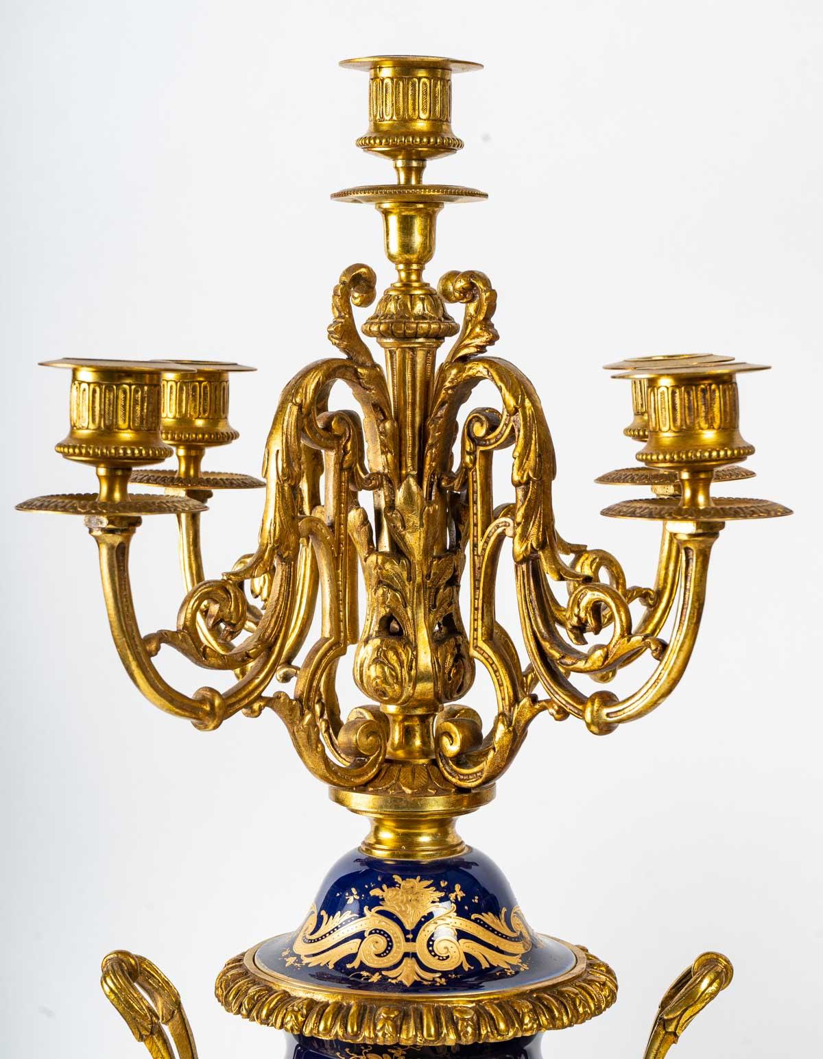 Napoleon III Period Gilt Bronze Porcelain Mantelpiece 12