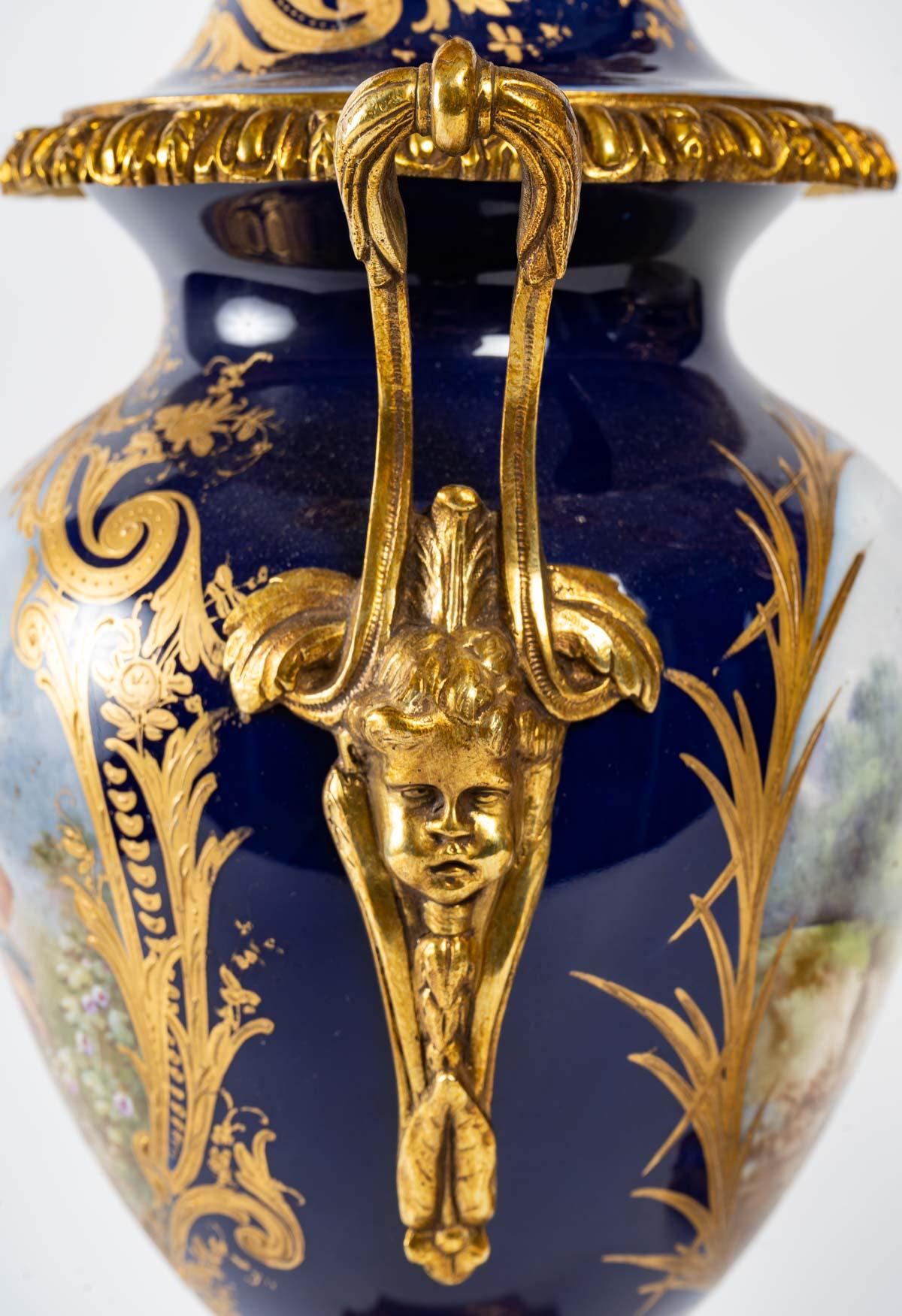 European Napoleon III Period Gilt Bronze Porcelain Mantelpiece