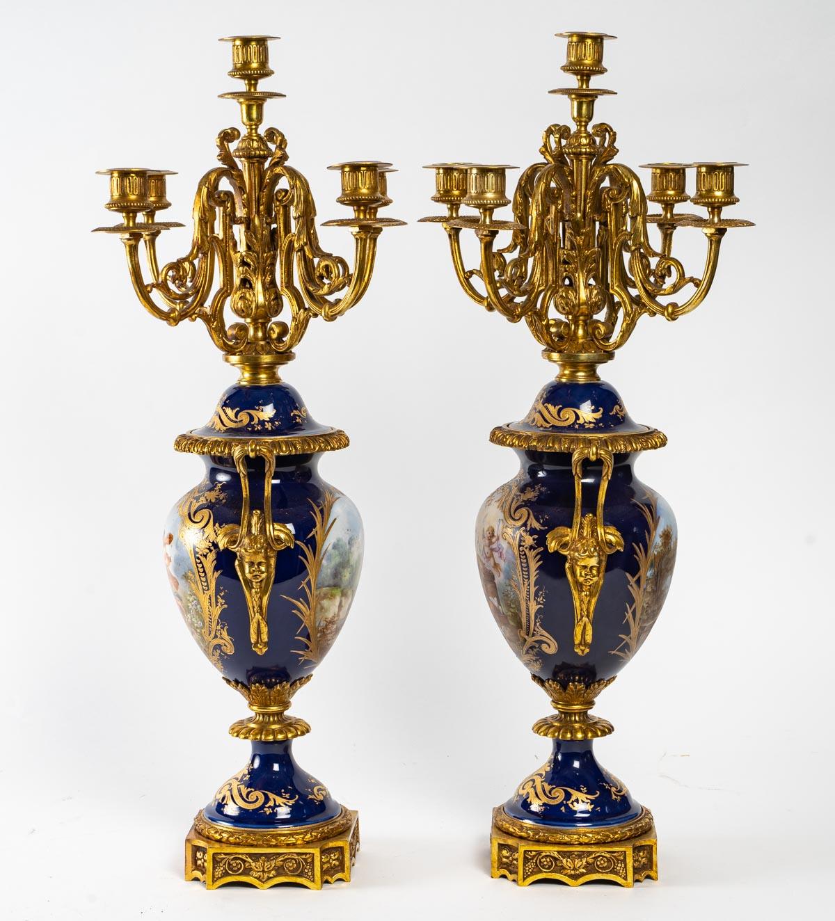 Napoleon III Period Gilt Bronze Porcelain Mantelpiece In Good Condition In Saint-Ouen, FR