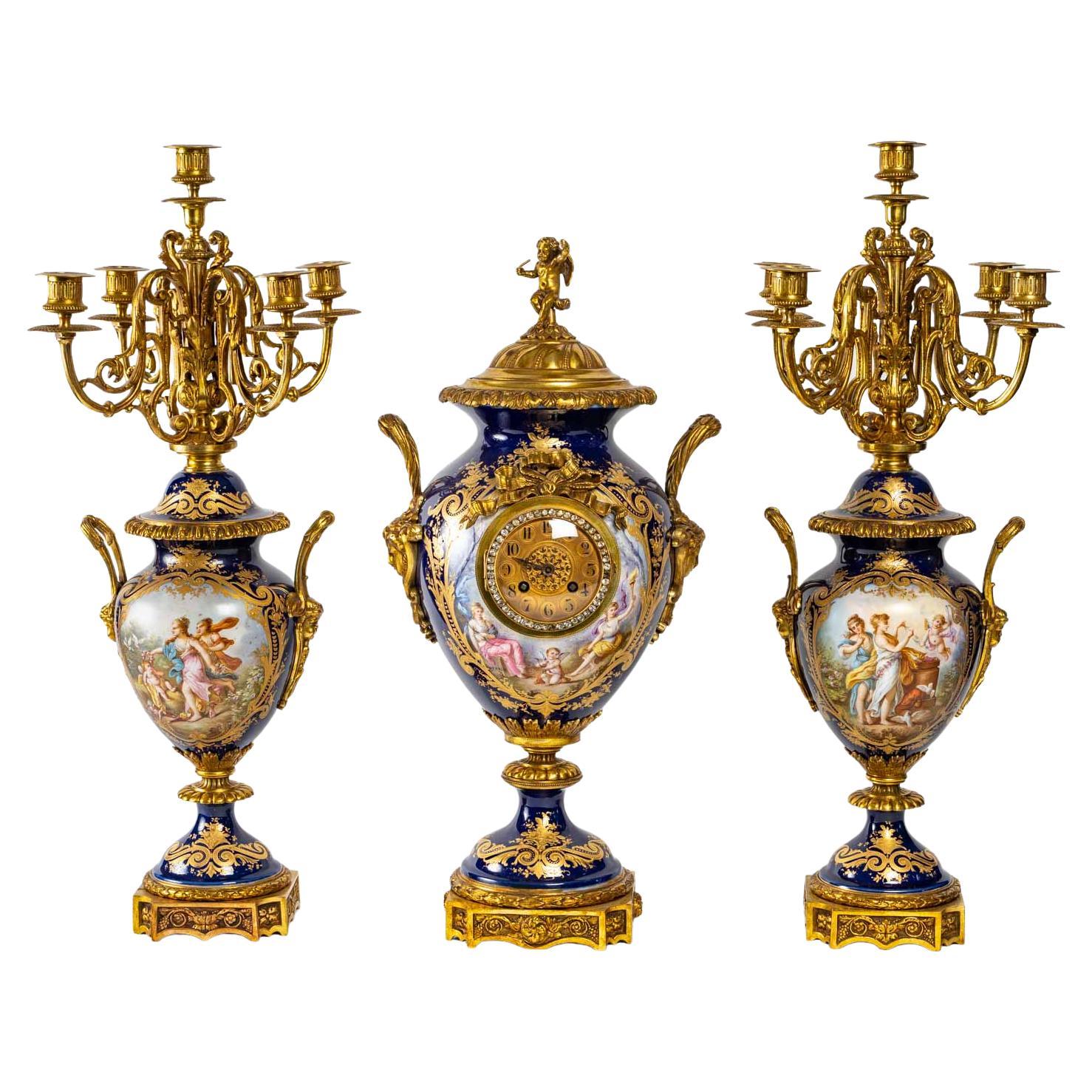 Napoleon III Period Gilt Bronze Porcelain Mantelpiece