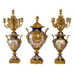 Cheminée d'époque Napoléon III en porcelaine et bronze doré