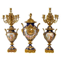 Napoleon III Period Gilt Bronze Porcelain Mantelpiece