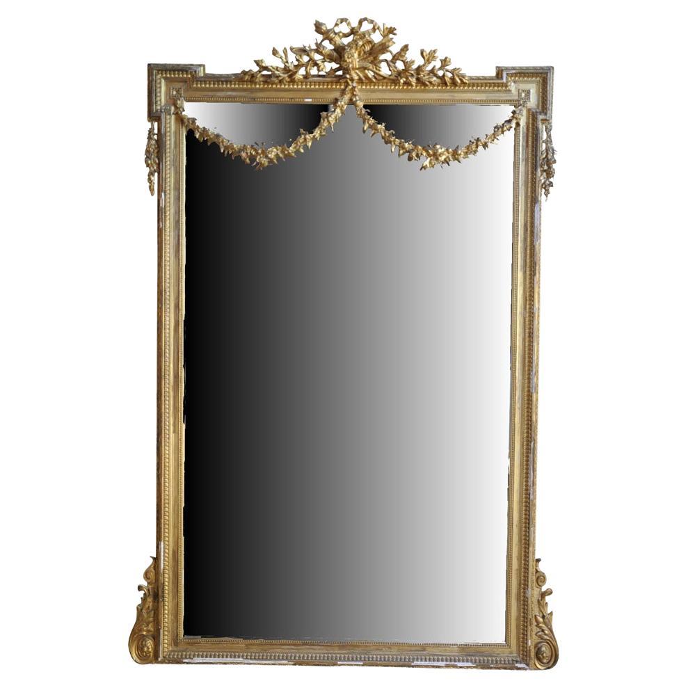 Wall Mirror French Wood Ornate Antique Black Silver Bevelled Glass 110x80cm 