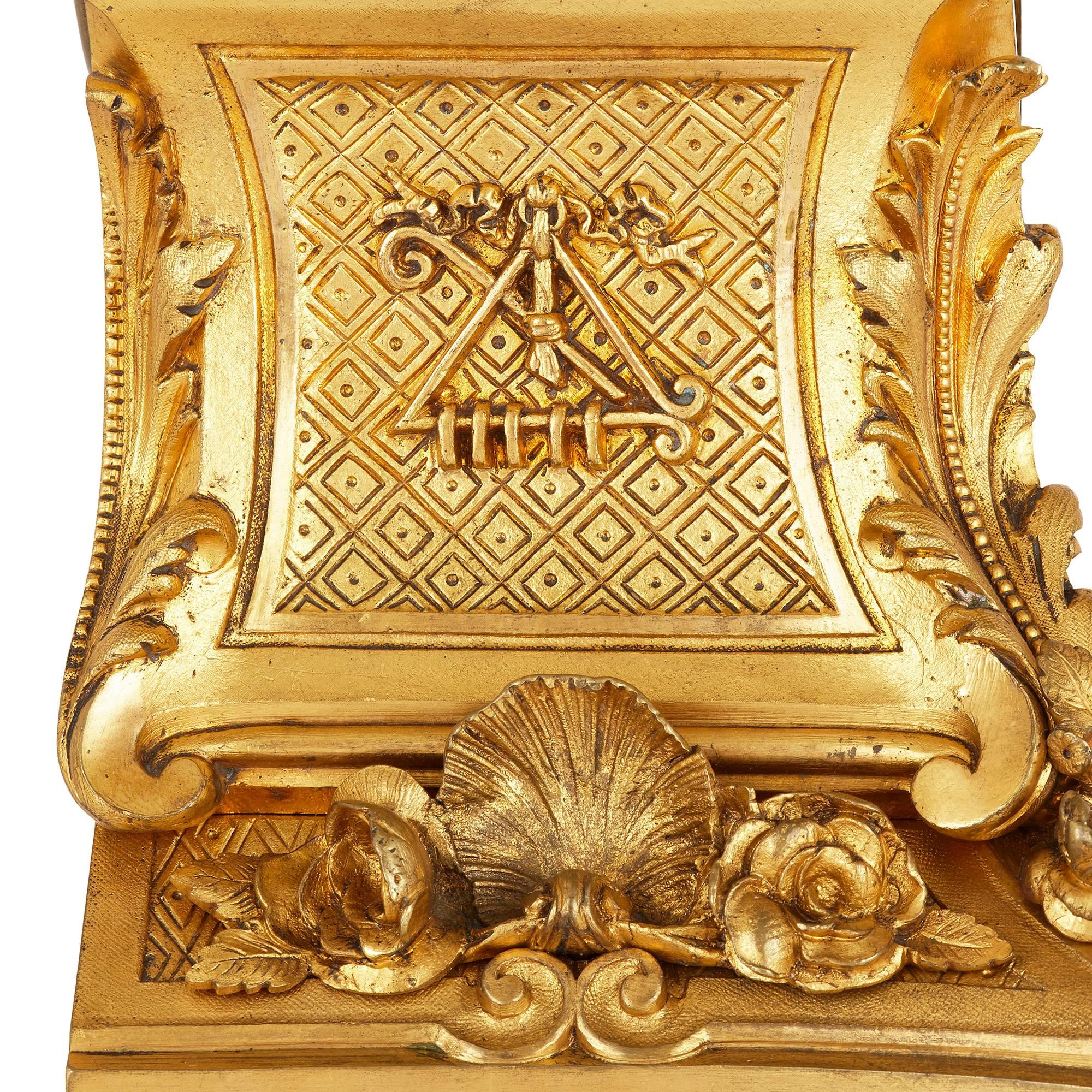 Kaminuhr aus der Zeit Napoleons III. von Barbedienne (Vergoldet) im Angebot