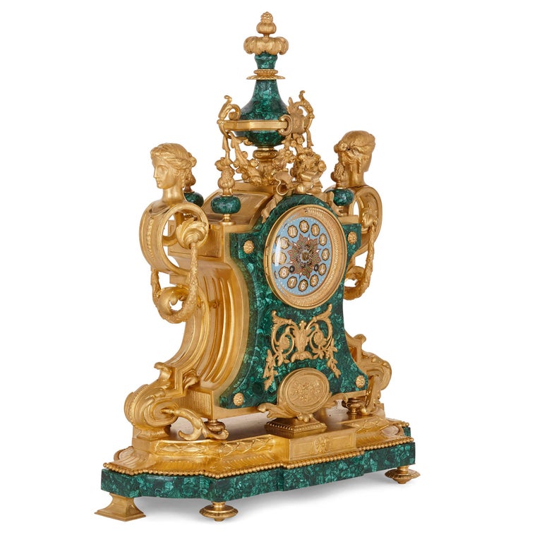 French Napoleon III Period Neoclassical Style Three-Piece Clock Set For Sale
