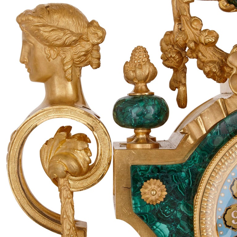 Napoleon III Period Neoclassical Style Three-Piece Clock Set In Good Condition For Sale In London, GB