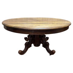Napoleon III Period Oval Dining Table with Central Pedestal Base, 19th Century