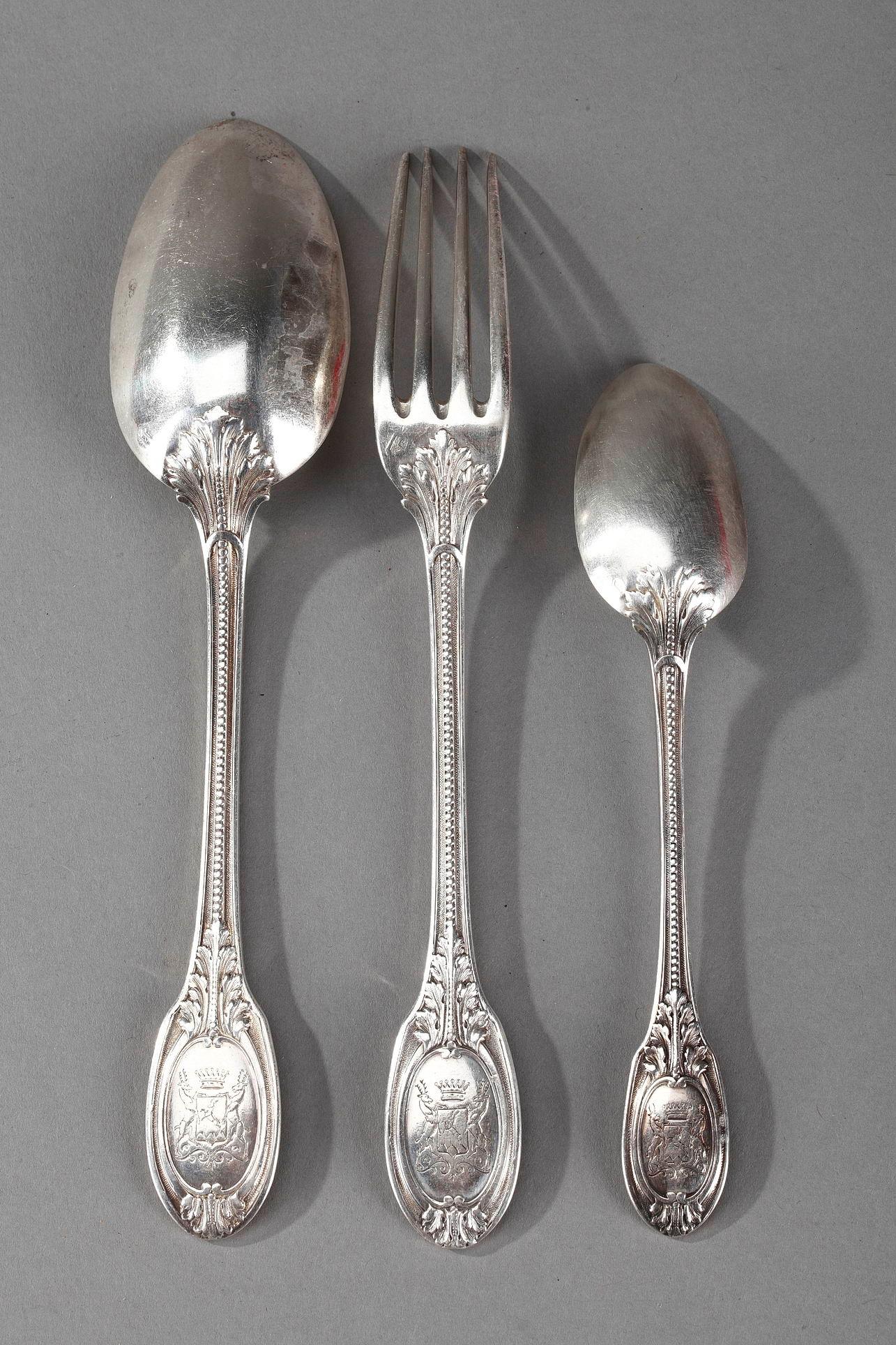 Napoleon III-Period Silver Flatware Service by Odiot 7