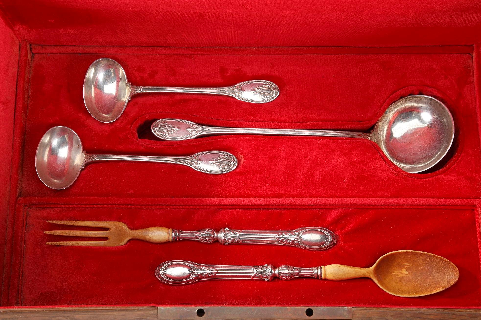 19th Century Napoleon III-Period Silver Flatware Service by Odiot