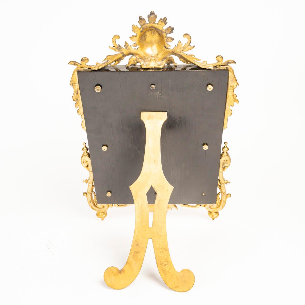 Miroir de table d'époque Napoléon III en bronze ciselé et doré sur bois. Bon état - En vente à Saint-Ouen, FR