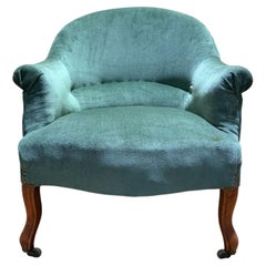 Napoleon III period toad armchair in green velvet