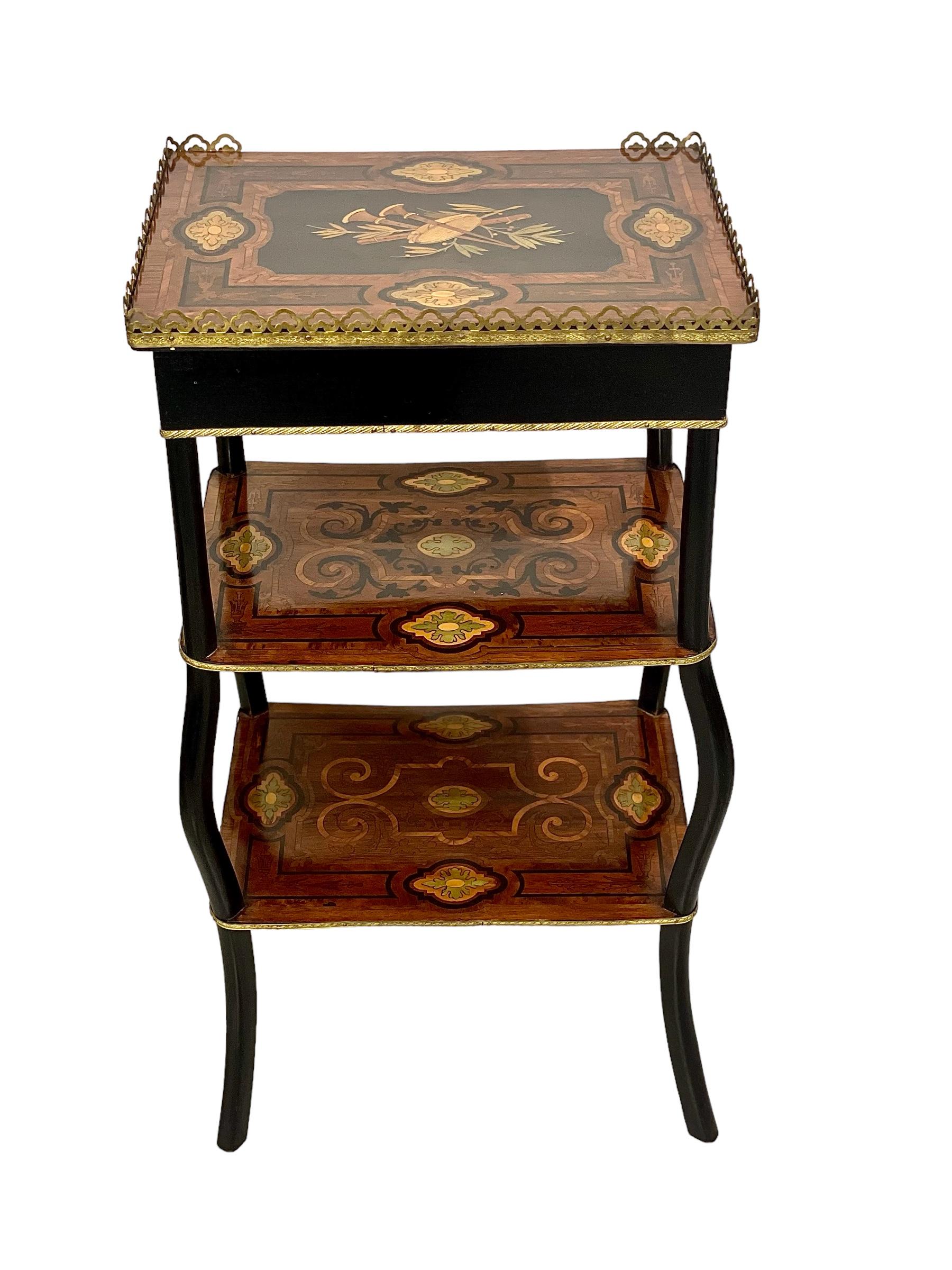 Ebonized Napoleon III Period Vanity Table or French Travailleuse For Sale