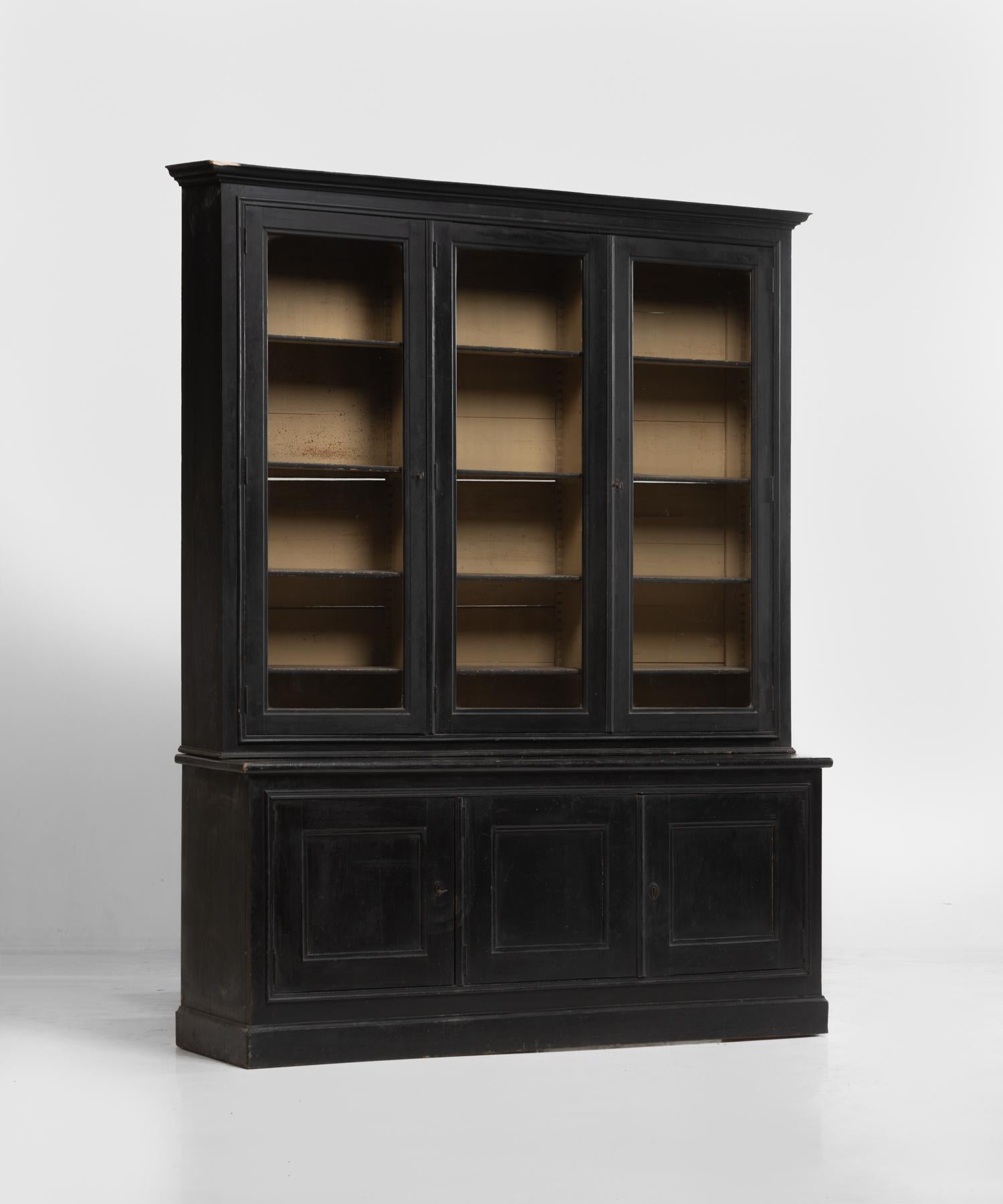Napoleon III pharmacy cabinet, circa 1870.

Original ebonised finish, from a shop in Normandy.