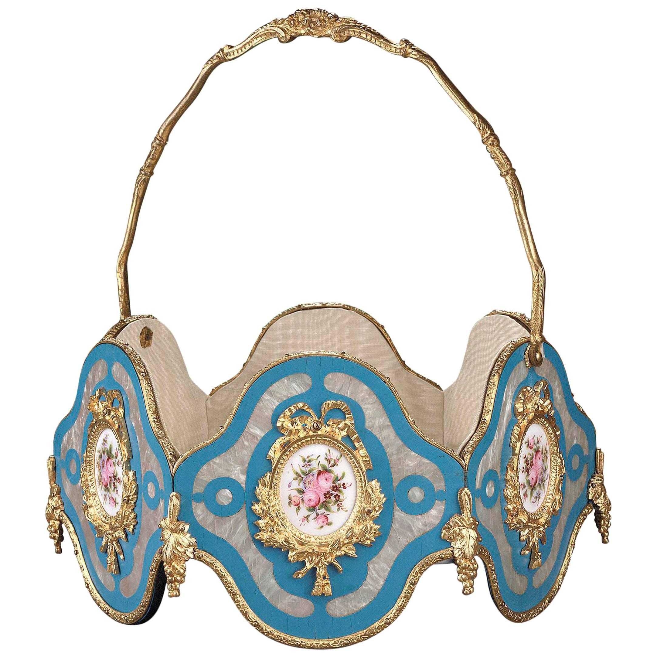 Napoleon III Porcelain Basket For Sale