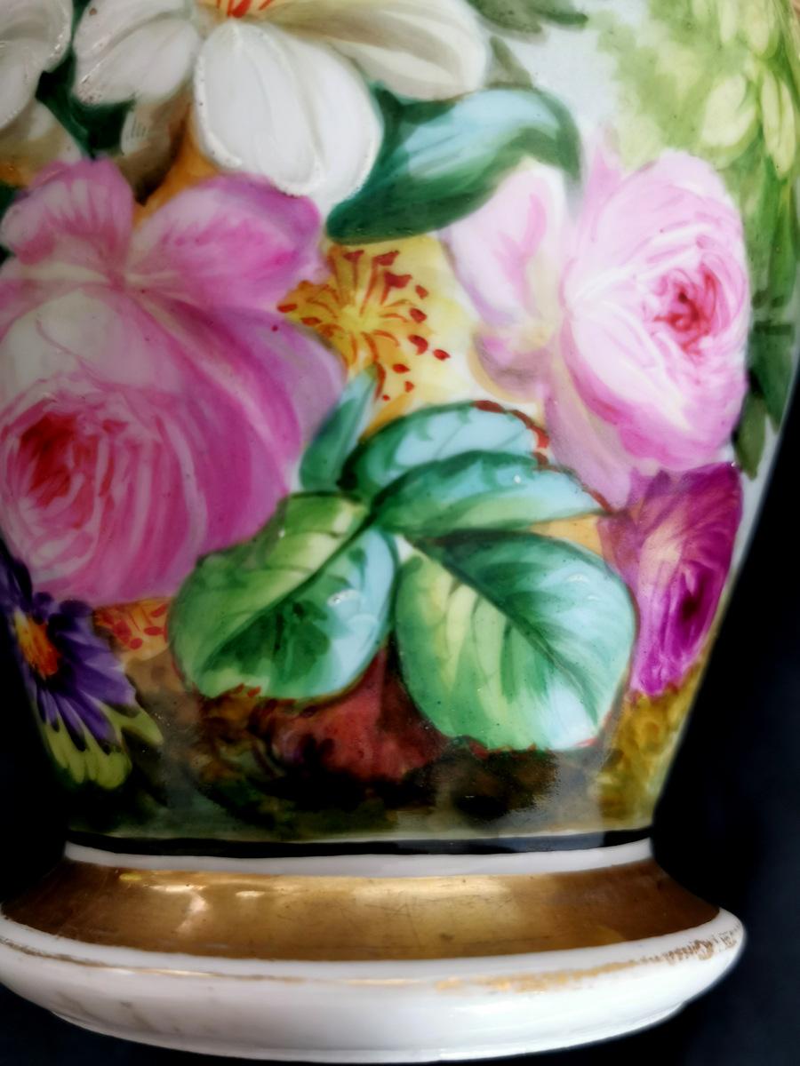 Napoleon III Porcelain de Paris French Pair of Vases Hand Painted 1
