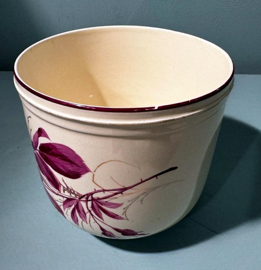 Cachepot francese Napoleone III Porcelaine de Paris dipinto a mano in vendita 8