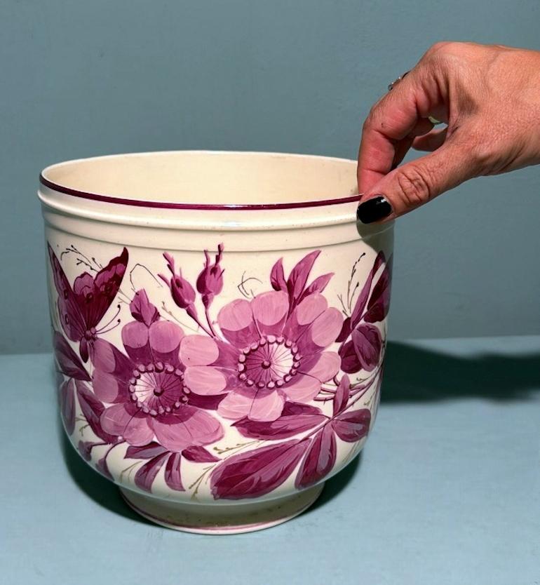 Cachepot francese Napoleone III Porcelaine de Paris dipinto a mano in vendita 11
