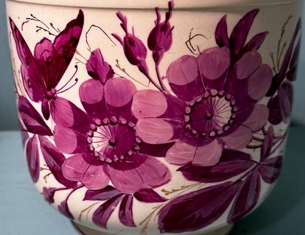 Cachepot francese Napoleone III Porcelaine de Paris dipinto a mano in vendita 1