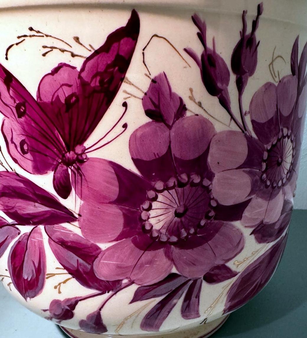 Cachepot francese Napoleone III Porcelaine de Paris dipinto a mano in vendita 2