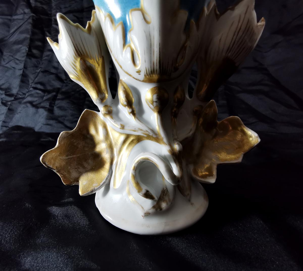 Napoleon III Porcelain De Paris Pair of French Wedding Vases for Church 1