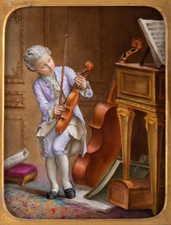 Tableau en porcelaine de Napoléon III:: 19e siècle:: Joueur de violon