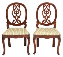 Antique Napoleon III Provincial Walnut Chairs, Pair