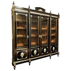 Napoleon III Rare Large Bookcase Cupboard in Boulle Marquetry, France