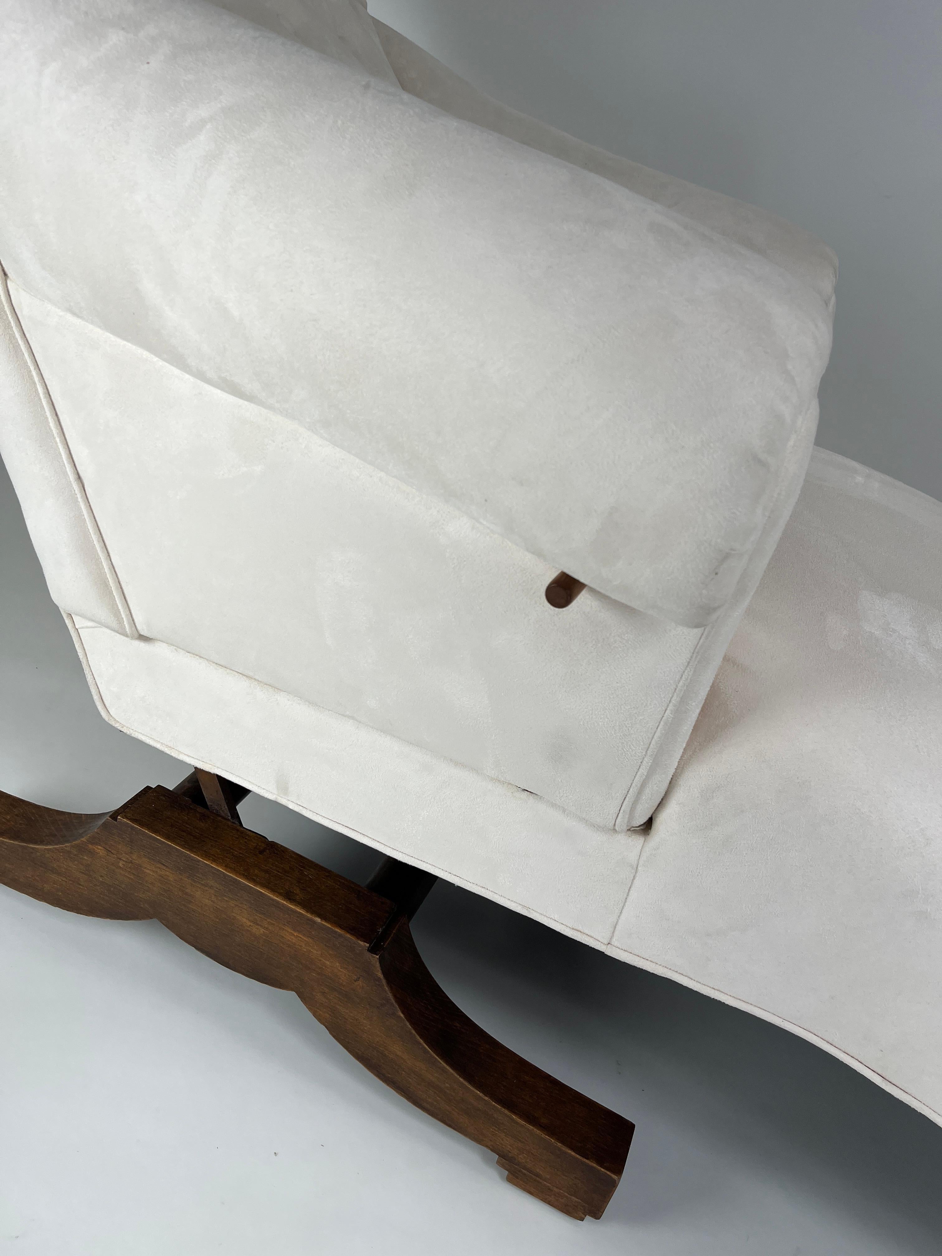 Tissu d'ameublement Chaise longue inclinable Napoleon III avec bras pivotant en vente