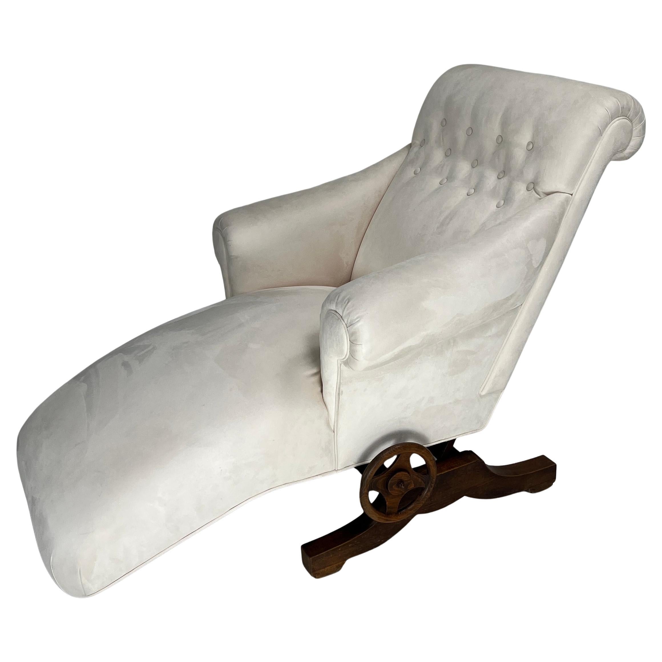 Chaise longue inclinable Napoleon III avec bras pivotant en vente