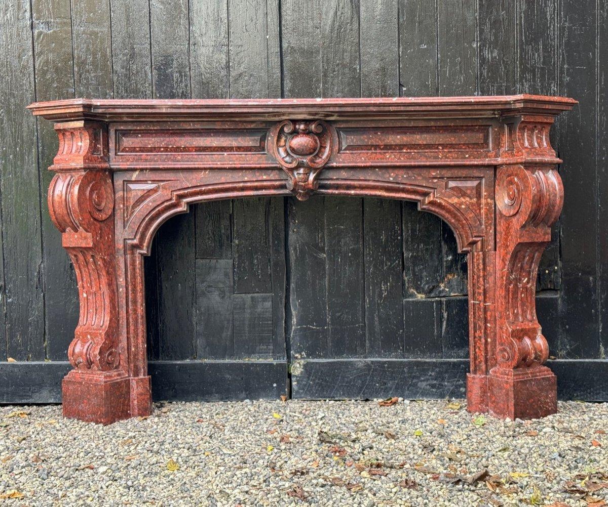 Napoleon III Red Griotte Marble Mantel Circa 1880 For Sale 8