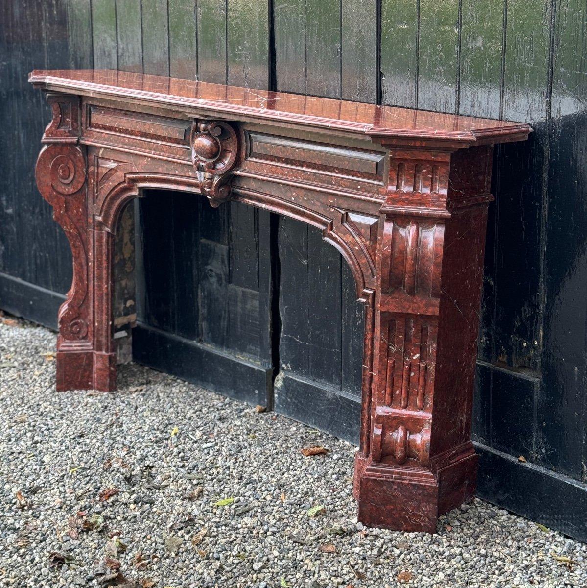 French Napoleon III Red Griotte Marble Mantel Circa 1880 For Sale