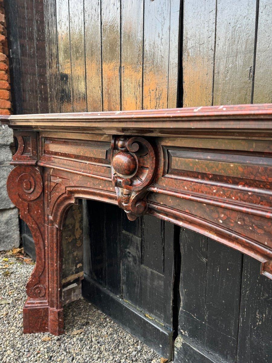 Napoleon III Red Griotte Marble Mantel Circa 1880 In Good Condition For Sale In Honnelles, WHT
