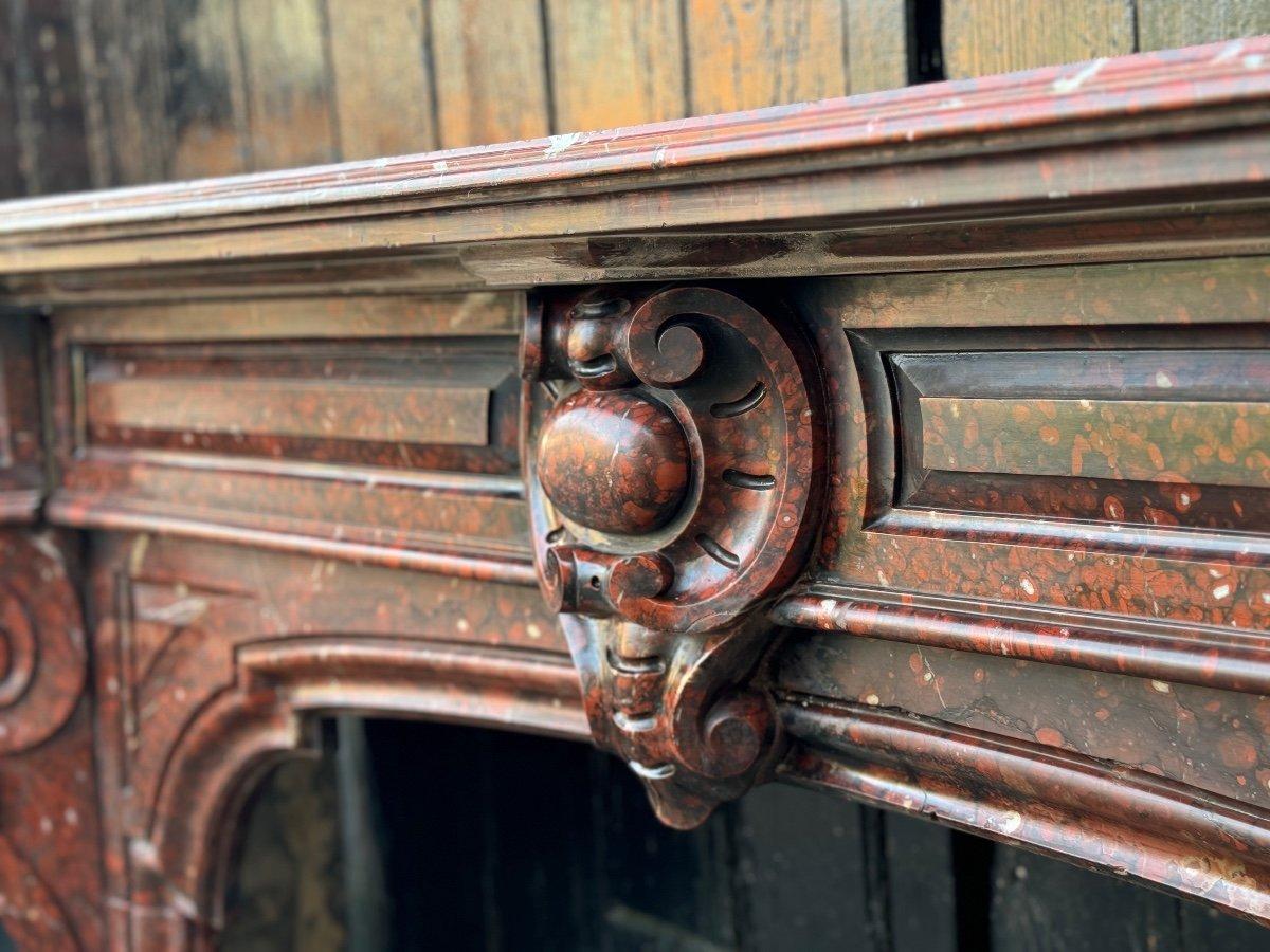 19th Century Napoleon III Red Griotte Marble Mantel Circa 1880 For Sale